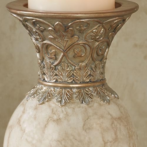 Cambria Faux Marble Candleholders, Ivory/Beige, Set of 2 - Image 4