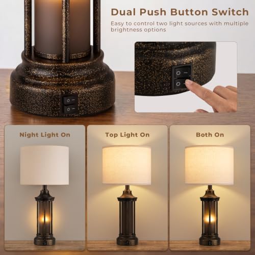 Seealle 24" Farmhouse Table Lamps for Living Room, Black Bedside Lamps - Image 2