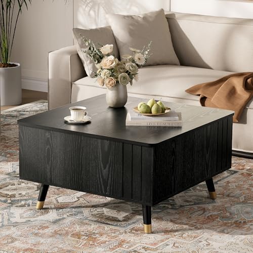 JOINICE Square Lift Top Coffee Table with Storage for Living Room,Black - Image 6
