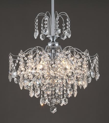 Q&S Modern Crystal Chandelier Chrome Pendant Light 6 Lights for Dining Room Kitchen Island Entryway Bathroom Hallway UL Listed by QSLighting