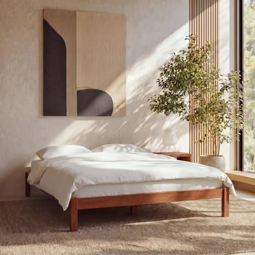 LIFEMENT Twin Bed Frame Classic Wood Platform, Noise Free, Under Bed Storage, No Box Spring Needed, Easy Assembly, Cherry by LIFEMENT