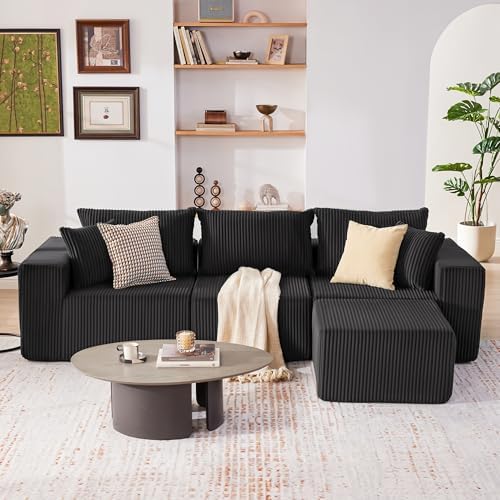 Weture 107.4" Modular Bnoeless Couch, Convertible Sectional Couch, Beige - Image 2