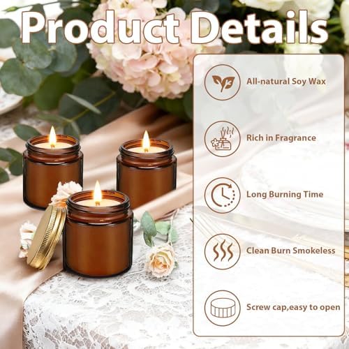 24 Pcs 4 Oz Mini Soy Wax Candles, Mahogany & Teakwood Scented Aromatherapy Candles Bulk Set, Stress Relief Relaxation Candle, Ideal for Wedding Birthday Party Favors, Gifts and Home Decor - Image 3