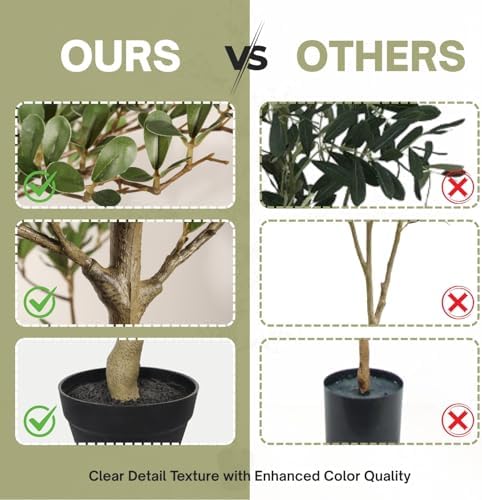 7FT Artificial Olive Tree, Faux Plants Indoor, Fake Tree with Black Pot - Image 6