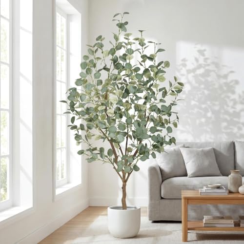 5FT Artificial Eucalyptus Tree Indoor, Faux Eucalyptus Tree with 477 Silk Leaves, Tall Fake Tree - Artificial Tree Indoor for Living Room Office Bedroom Home Decor - Image 2