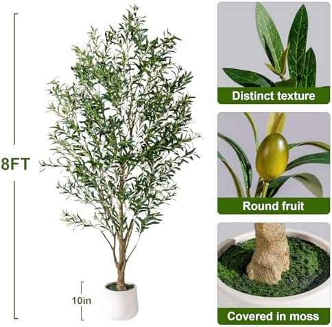 Large Fake Olive Tree Tall Artificial Trees with Pot Indoor Outdoor Realistic Floor Faux Plastic plantas for Modern Home Living Room Office Corner Farmhouse Fake Olives Plants Decor Housewarming Gift - Image 6