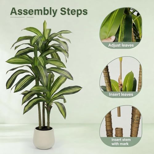 5FT Artificial Tree Dracaena Plant in Decorative Pot-Realistic Fake Plant for Indoor Outdoor Use,Home Office Living Room Decor,Real Touch Leaves,Housewarming Gift,Black Planter - Image 6