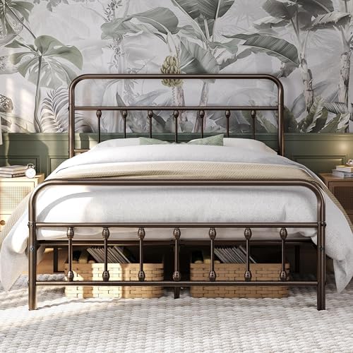 Yaheetech Queen Metal Platform Bed Frame, Victorian Headboard & Footboard by Yaheetech