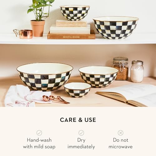 MACKENZIE-CHILDS Everyday Bowl, Large, Black-and-White Courtly Check - Image 5