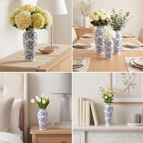 LemonRoad 3 Pack Chinoiserie Vases Porcelain Blue and White Vases for Flowers Pottery Chinoiserie Ceramic Vase for Living Room Mother's Day Decor Table Centerpiece, 6.7", 8.3", 10"(Lotus) - Image 4