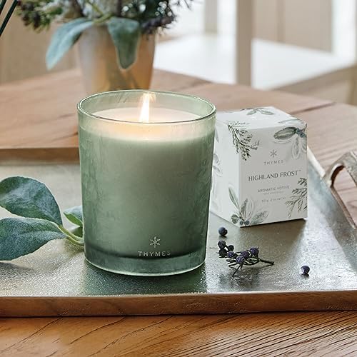 Thymes Scented Candles for Home Decor - Luxury Home Fragrance Gifts for Women & Men - Winter Candles with Crisp Notes of Sage, Eucalyptus, & Cypress Needles - Sage-Green (Highland Frost, 13 oz) - Image 2