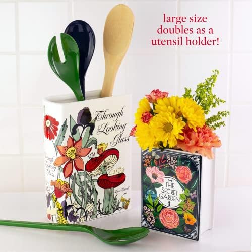 Steel Mill & Co Book-Shaped, Ceramic, Decorative Vase, Large - Pride and Prejudice Bundle with Book-Shaped Decorative Vase, Large -Through The Looking Glass - Image 6
