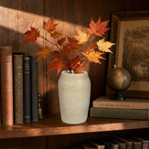 Briful Rustic Vase for Farmhouse Tabletop Decor, 6.8" Small Ceramic Vase, Distressed Antique Earthenware Vase for Modern Farmhouse, Bookshelf Kitchen Counter Mantle Shelves Bedroom Home Office Decor - Image 7