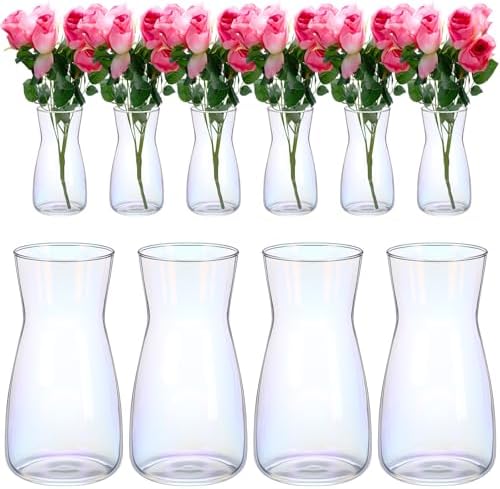Thenshop 10 Pcs 8'' Tall Clear Glass Flower Vase for Bouquet, Neon Clear by Thenshop