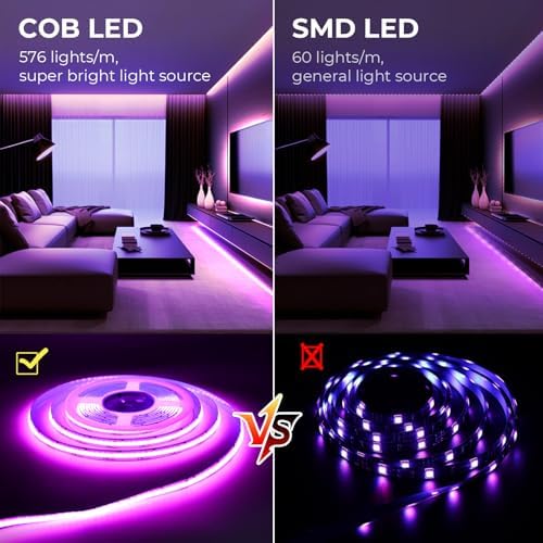 RGB COB LED Strip Light 32.8FT, 5760 LEDs 10mm Flexible Led Light for Home - Image 2