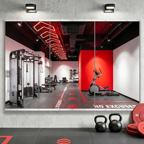 Home Gym Mirror for Wall, 50"x25"-3PCS Frameless Tempered Glass Mirror by AMOISE