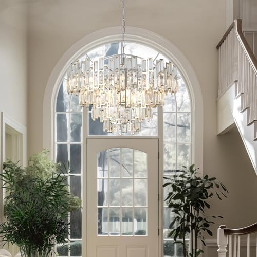 Chrome Crystal Chandelier Lighting 31.5'' Foyer Entryway - Image 4