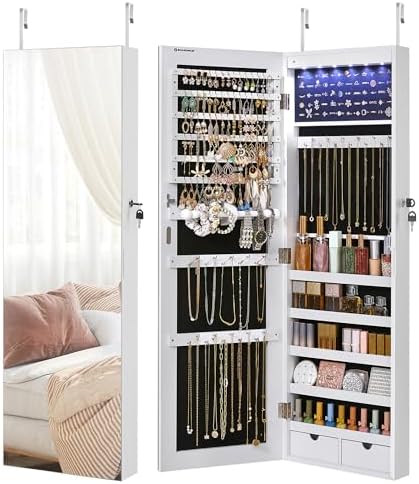 SONGMICS Mirror Jewelry Cabinet Armoire, Wall or Door Mounted, Lockable by SONGMICSbySONGMICSHOME