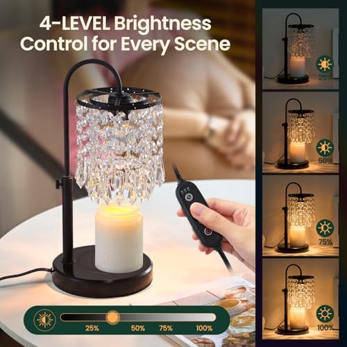 Candle Warmer Lamp with Timer Dimmer and 3 Bulbs, Lamp Candle Warmer with Marble Base,Wax Melt Warmer for Jar Candles, Birthday Gifts for Women Mom, House Warming Gifts New Home Decor - Image 5