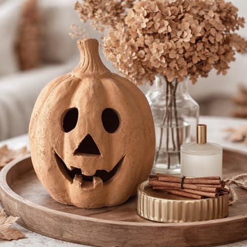 Fall Decor - Handmade Terracotta Pumpkin Jack O' Lantern Outdoor Indoor - Image 4