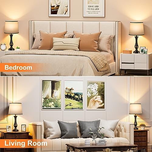Touch Lamps for Nightstand, 3 Way Dimmable Lamps for Bedroom with USB C+A - Image 6