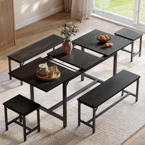Tatub 5-Piece Extendable Dining Table Set for 4-8, 63" Kitchen Table Set by Tatub
