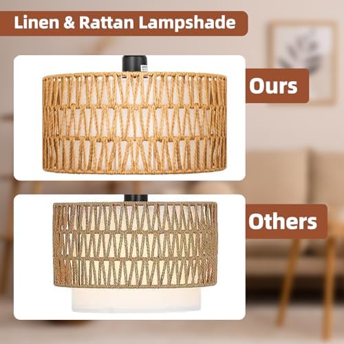 Rattan Floor Lamps for Living Room with Dimmable 9W LED Bulb Farmhouse - Image 6