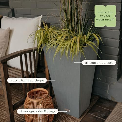 Veradek Pure Series Taper Planter - Tall Tapered Outdoor Planter with Shelf - Image 5