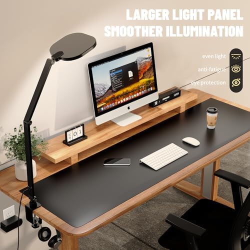 LitONES 2 Packs Led Desk Lamps for Home Office, 1200LM Dimmable Clamp-on Desktop Light, Adjustable Swing Arm Ring Light with Stand, Memory & Timer Function, Eye-Caring Design - Image 6
