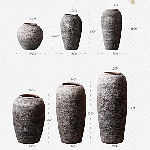 Indoor Gardening Stone Texture Vase, Vintage Ceramic Vase Hotel Lobby Outdoor Courtyard Large Decorative Vase(Size:20 * 50CM) - Image 2