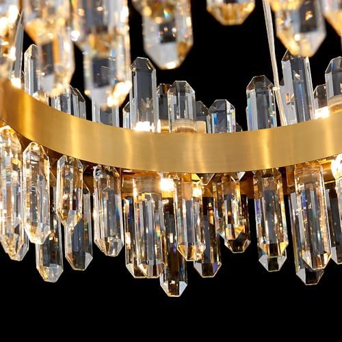 Gold Modern Oval Crystal Chandelier, 16-Lights Luxury Chandeliers Modern 2-Tiers K9 Crystal Chandelier Pendant, Light Fixture G9 Lights for Dining Living Room Entryway Kitchen Dia 23 inch - Image 3
