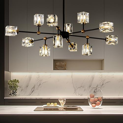 Crystal Sputnik Chandelier with 12-Light Modern Light Fixtures by lixdrask