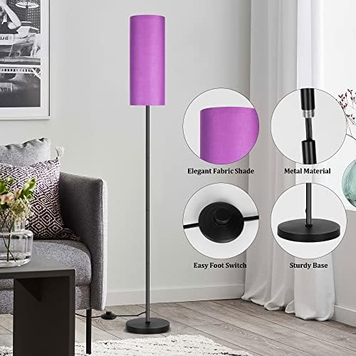 PARTPHONER Floor Lamp for Living Room, Modern Standing Lamps with Lampshade, Minimalist Tall Lamp with Foot Switch for Living Room, Bedroom, Kids Room, Office(Bulb Not Included) - Image 3