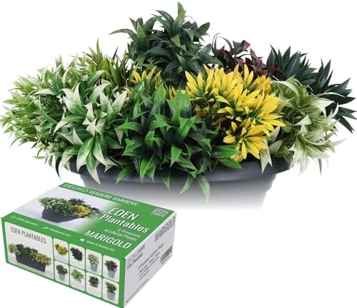 DECKO Artificial Plants - Fake Plants & Flowers Indoor and Outdoor - UV Resistant Flora for Living Room, Balcony, Patio, Kitchen etc - Faux Greenery - Marigold Collection (9 Plantable Stems) by Unknown