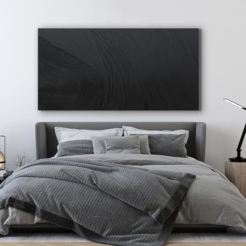 Canvas Wall Art Decor Modern Textured Wall Art Decor Canvas Art Wall Decor Black Silence Wall Painting Decorations Artwork Wall Art Prints for Room Living Room Bedroom Office Decor 24"X48" - Image 3