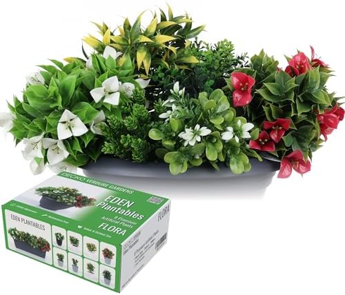 DECKO Artificial Plants - Fake Plants & Flowers Indoor and Outdoor - UV Resistant Flora for Living Room, Balcony, Patio, Kitchen etc - Faux Greenery - Flora Collection (8 Plantable Stems) by Unknown