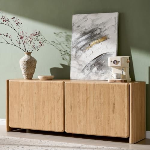 66" Modern Buffet Cabinet w/Storage, Large Sideboard, Natural by ALLTUFOYourDailyEssential