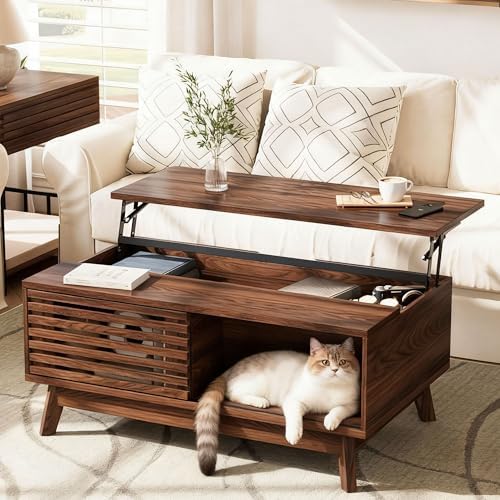 HAIOOU Lift Top Coffee Table with Storage for Living Room 35.4" Walnut by HAIOOU