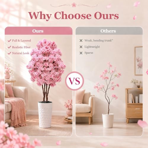 Artificial Cherry Blossom Tree 5FT, Fake Flowers Blooming Tree - Image 6