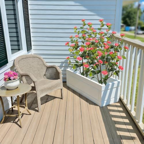 Nafresh 4FT Lush Artificial Pink Camellia Tree Outdoor 2 Pack, 48inch Faux Camellia Plant, Fake Camellia Flowers Tree for Indoor Outdoor Living Room Home Patio Front Door Garden Decor - Image 6
