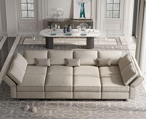 Belffin Modular Sectional Sofa with Storage Chaises Sectional Sleeper Sofa Couch 8 Seat Sectional Bed Grey by Belffin