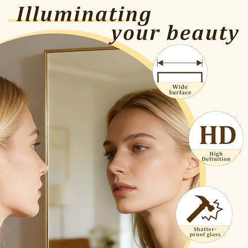 BEAUTYPEAK 80"x40" Rectangle Full Body Floor Mirrors, Full Length Mirror - Image 2