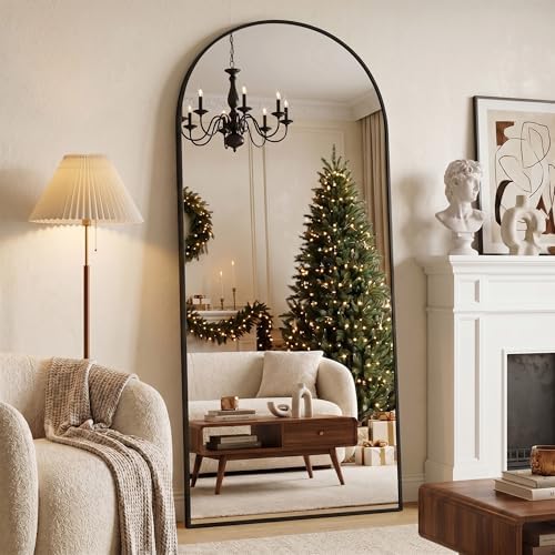 Full Length Mirror, 76" x 34" Arched Full Body Mirror Large Standing Floor Mirrors, Mirrors for Bedroom, Bathroom, Living Room Standing or Wall Leaning, Black - Image 2