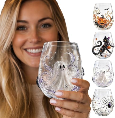 3D Halloween Embossed Handmade Black Cat Glassware Collection - Image 5