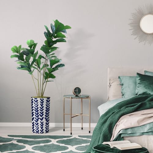 Artificial Tree in Modern Pattern Planter, Fake Ficus Lyrata Silk Tree for Indoor and Outdoor Home Decoration - 66" Overall Tall (Plant Pot Plus Tree) - Image 5