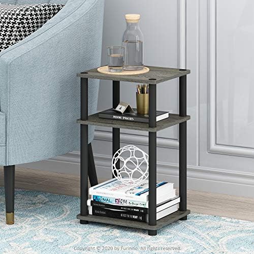 Furinno JUST Toolless 3-Tier Side Table Set of 2, Open Shelf, French Oak - Image 2