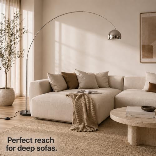82" Modern Arc Floor Lamp, Arc Chrome Floor Lamp with Marble Base - Image 2
