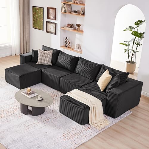135.4" Modular Boneless Couch, Sectional Couches for Living Room, Black - Image 4