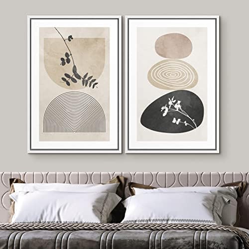 SIGNWIN Framed Canvas Print Wall Art Set Forest Flower Pastel Watercolor Polygons Abstract Nature Illustrations Modern Art Decorative Contemporary for Living Room, Bedroom, Office - 16"" x24 x2 White - Image 3