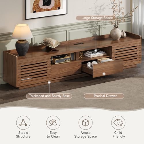 ONBRILL 78.7"TV Stand for TV Up to 85",Mid-Century Modern TV Console Walnut - Image 5
